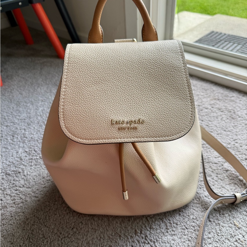 Kate Spade Cream and Tan Backpack with Elegant Design